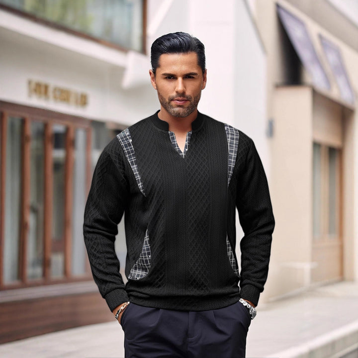 Herren Strickpullover mit modischen Karoelementen Aliams