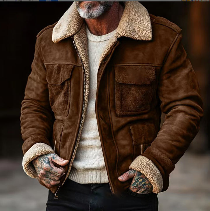 Herren Übergangsjacke mit Lammfellkragen Aliams