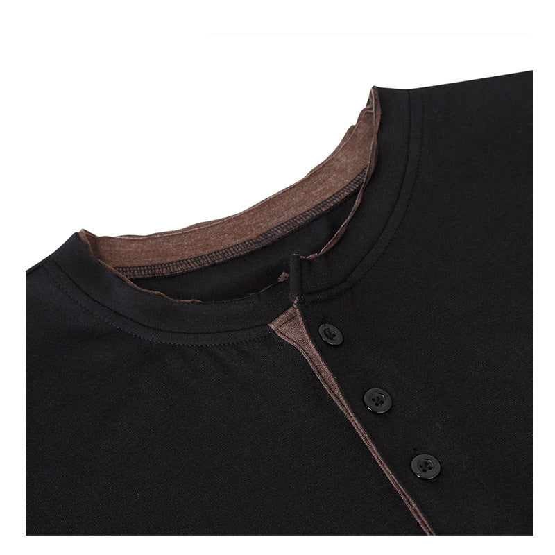 Herren Kurzarm-Henley-Shirt aus atmungsaktivem Baumwollmix mit stylischem Kragen Aliams