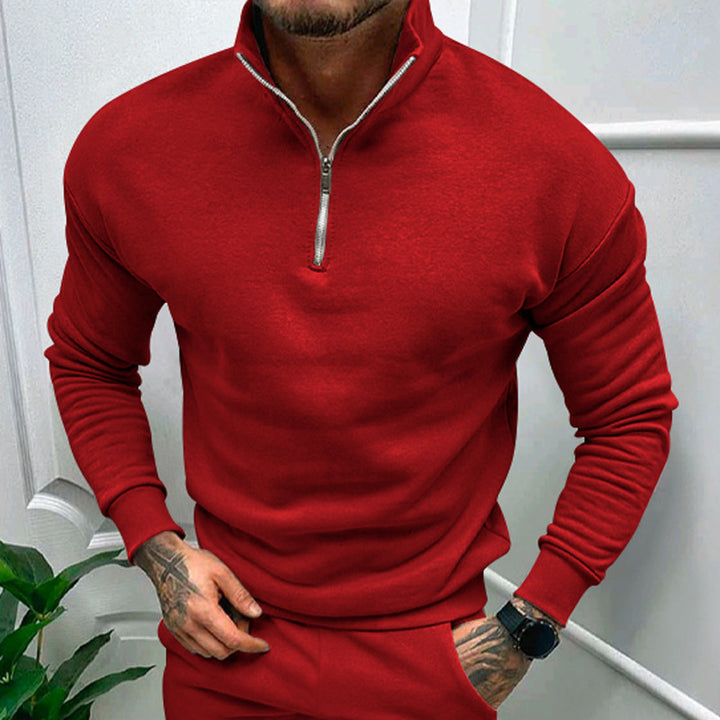 Herren eleganter Pullover mit Kragen und praktischem Reißverschluss Aliams