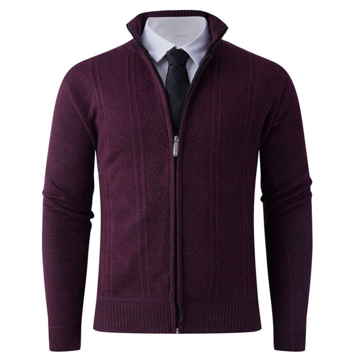 Herren Strickjacke mit modernem Zipper und strukturiertem Design Aliams