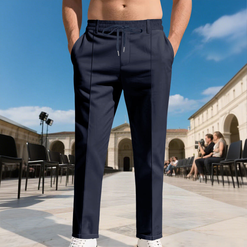 Herren elegante Freizeithose mit elastischem Bund und modernen Taschen Aliams