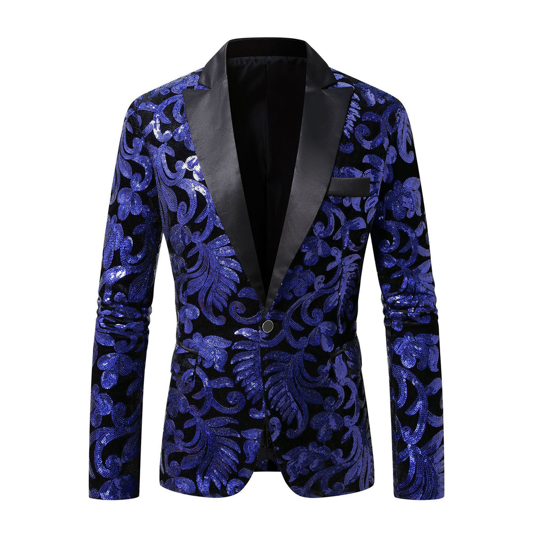 Herren eleganter Pailletten-Blazer im luxuriösen floralem Design Aliams