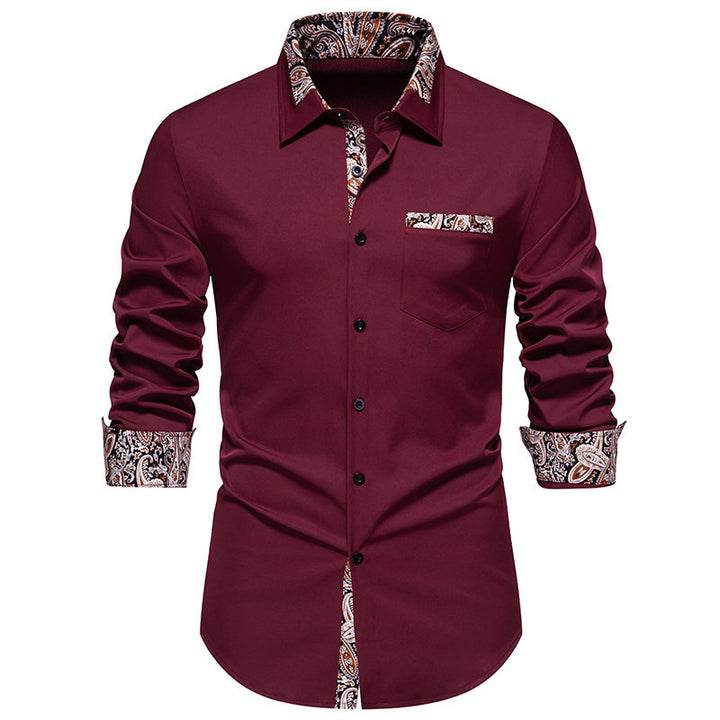 Herren klassisches Langarmhemd mit modernem Paisley-Muster Aliams