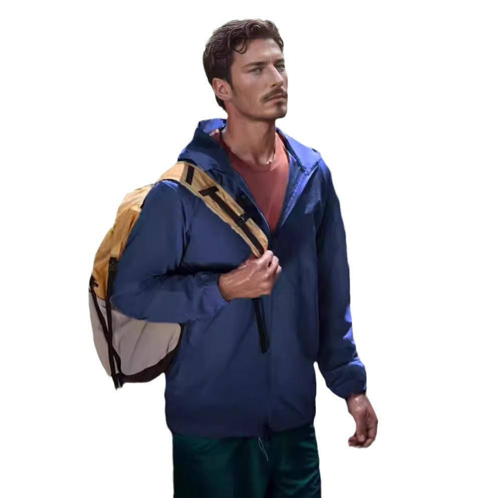 Herren funktionale Outdoor-Jacke mit verstellbarem Kapuzenkragen und atmungsaktiven Einsätzen Aliams