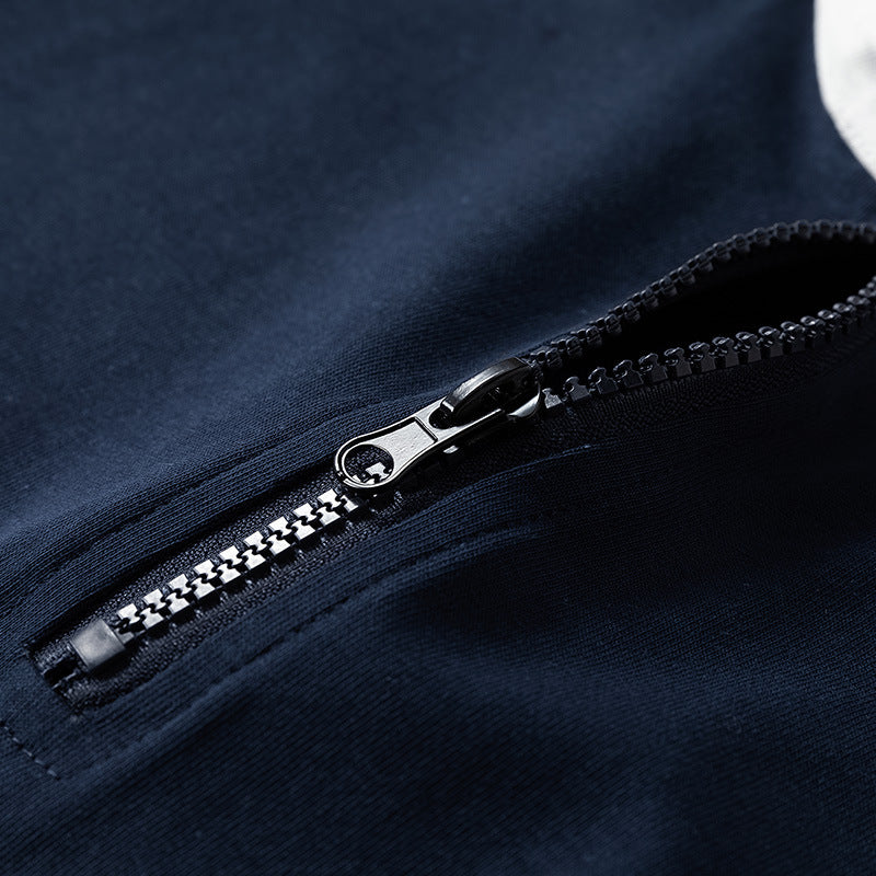 Herren sportliches Kurzarm-Oberteil mit modernem Reißverschluss Aliams