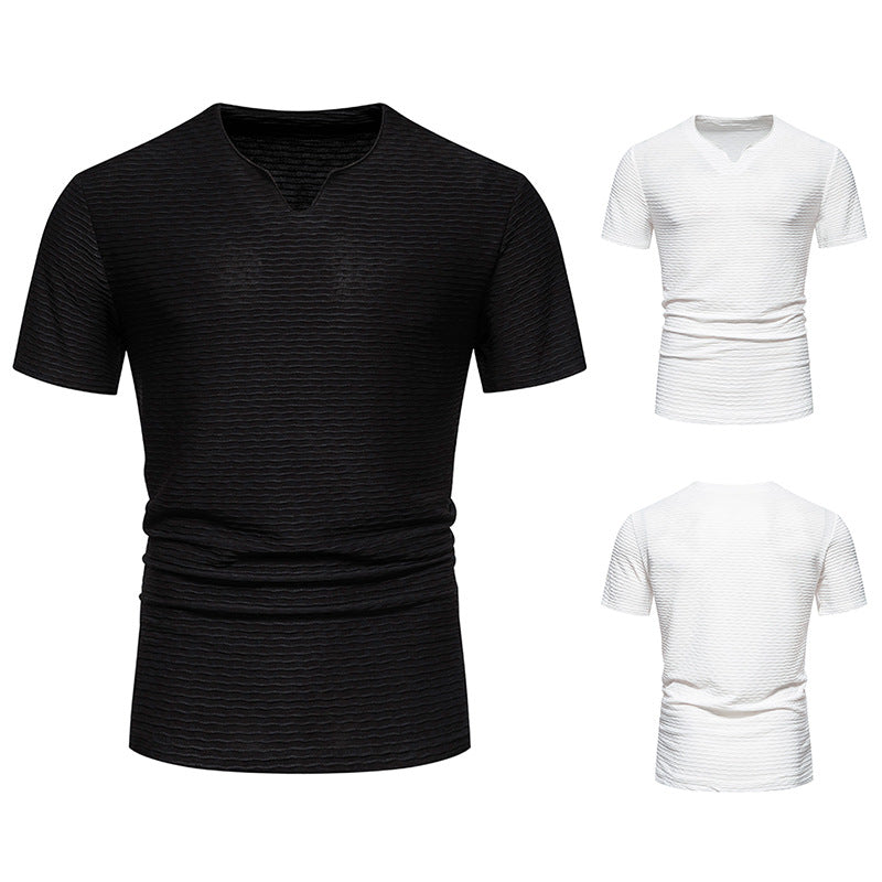 Herren Kurzarm T-Shirt mit strukturiertem Wellenmuster Aliams