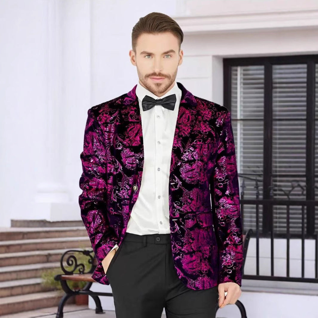 Herren Glamouröser Paillettenblazer mit floralem Muster und satiniertem Finish Aliams