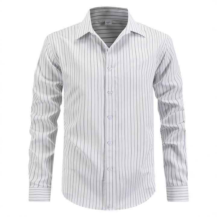 Herren elegantes gestreiftes Langarmhemd Aliams