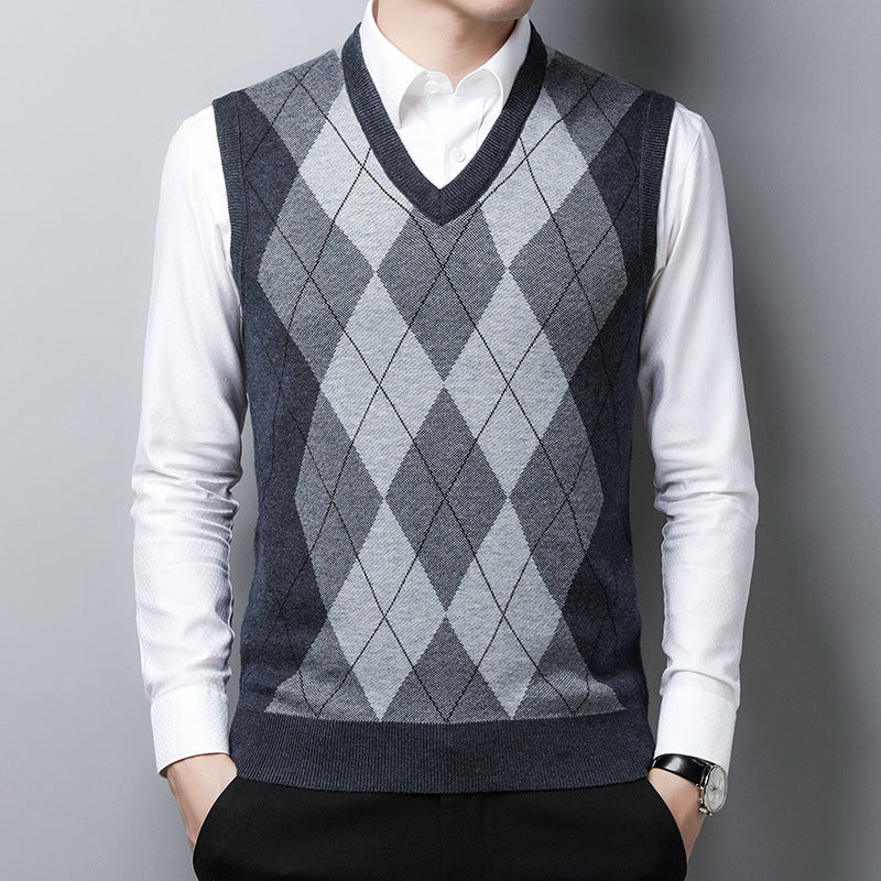 Herren elegante Argyle-Strickweste Aliams