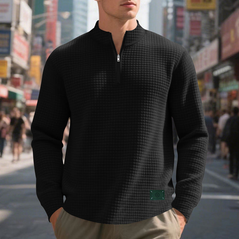 Herren Kurzarm-Pullover mit Stehkragen Aliams