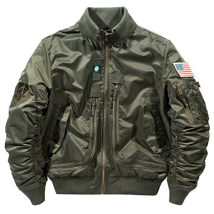 Herren stylische Bomberjacke mit vielseitigen Taschen Aliams