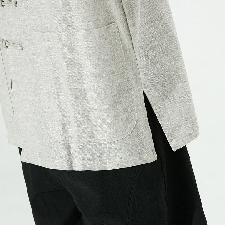 Herren traditionelles Kurzarmhemd im asiatischen Stil Aliams