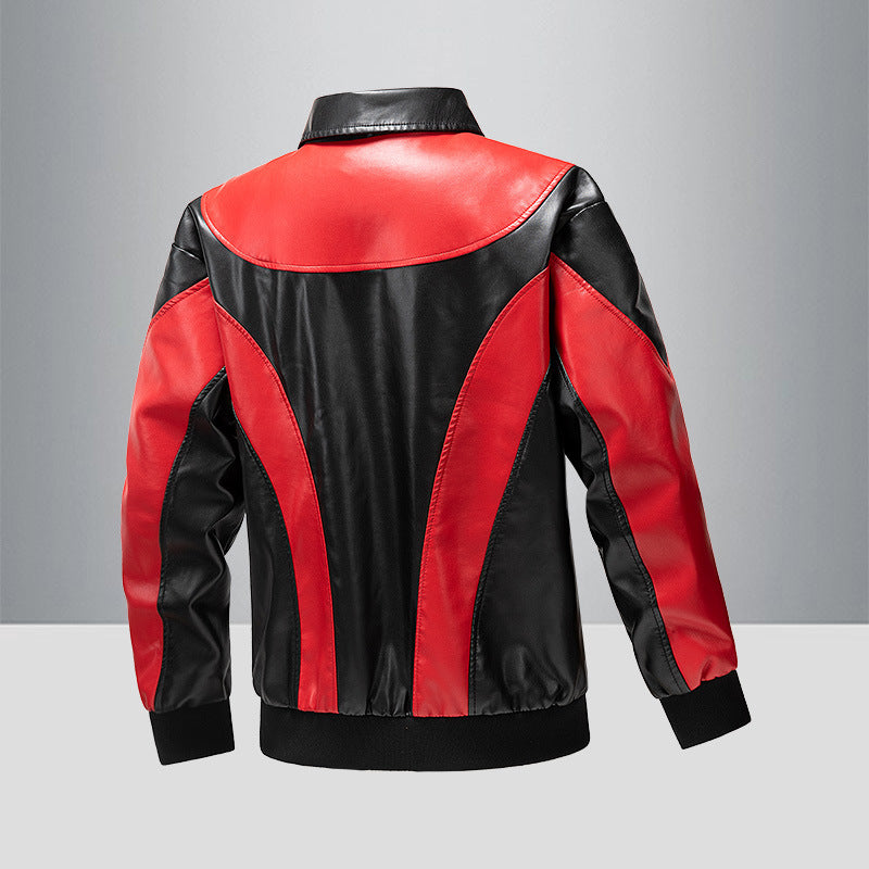 Herren Kunstlederjacke im modernen Design mit kontrastierenden Akzenten Aliams