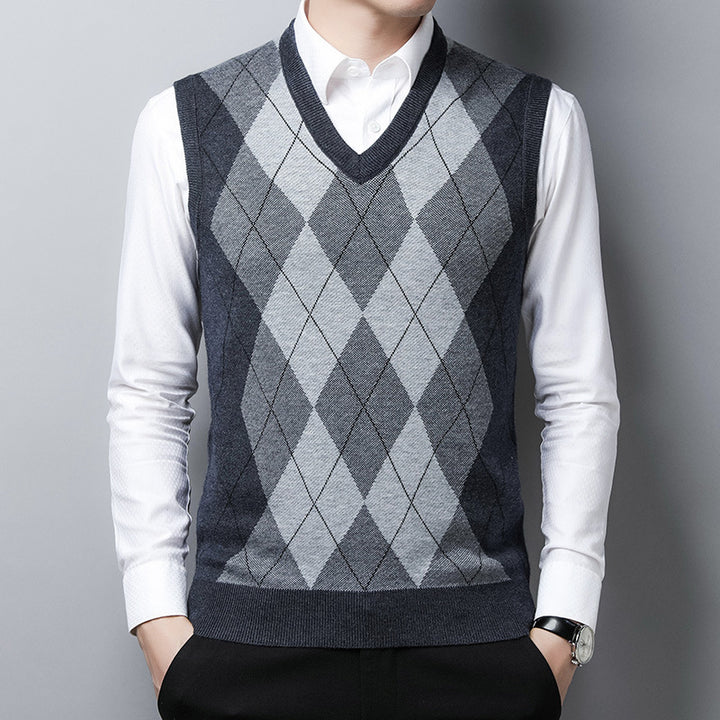 Herren elegante Argyle-Strickweste Aliams