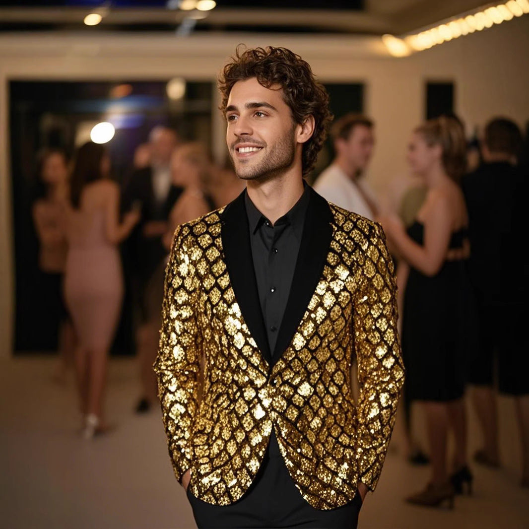 Herren Glamouröser Paillettenblazer Aliams