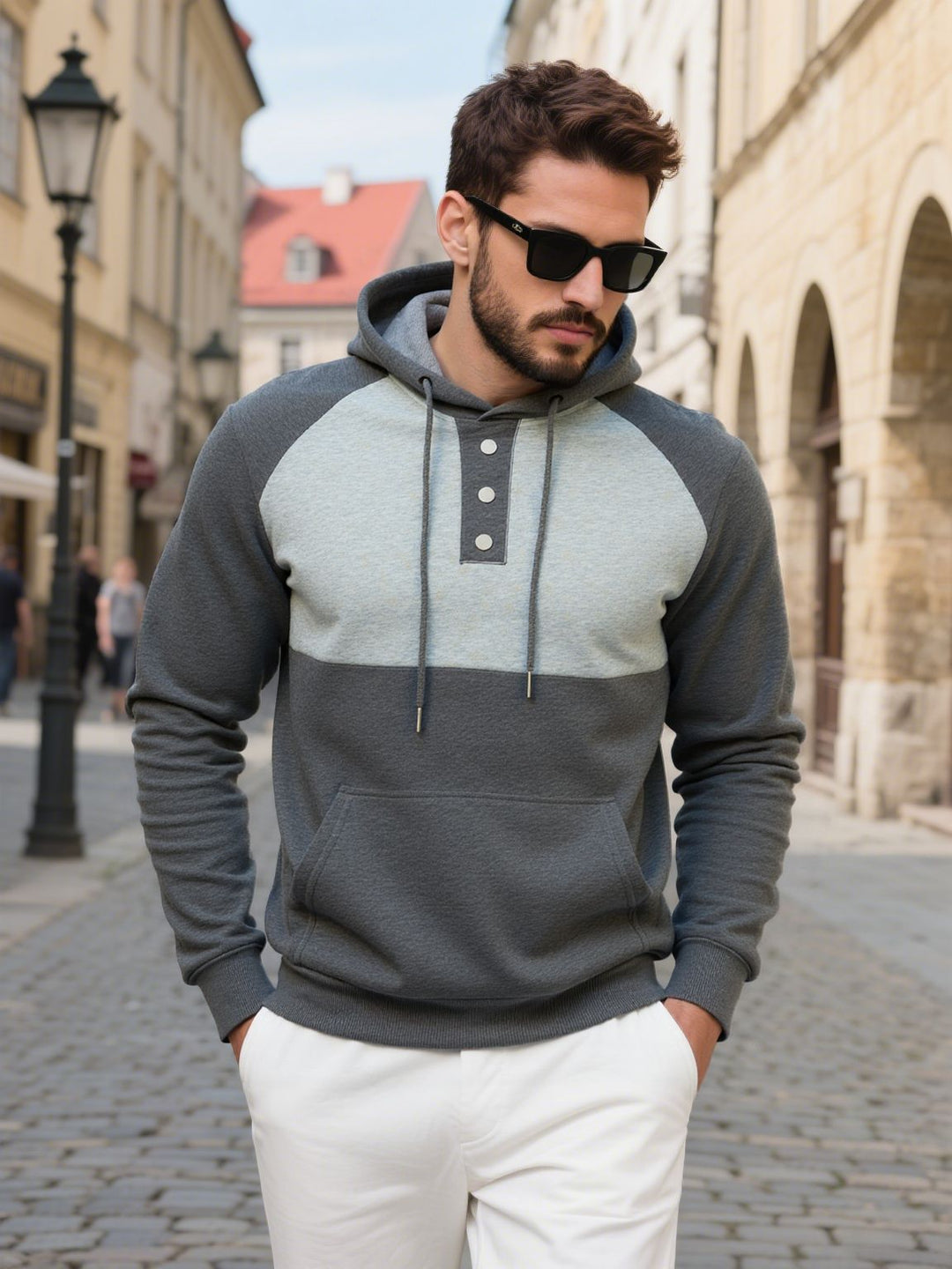 Herren Hoodie mit modischem Kontrastdesign Aliams