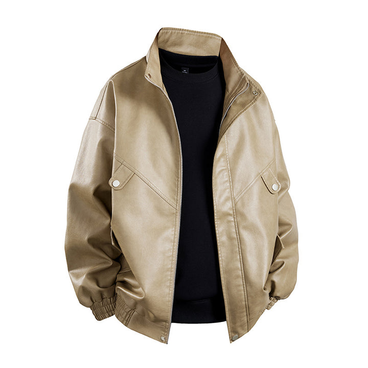 Herren Kunstlederjacke im lässigen Look mit praktischen Pattentaschen Aliams