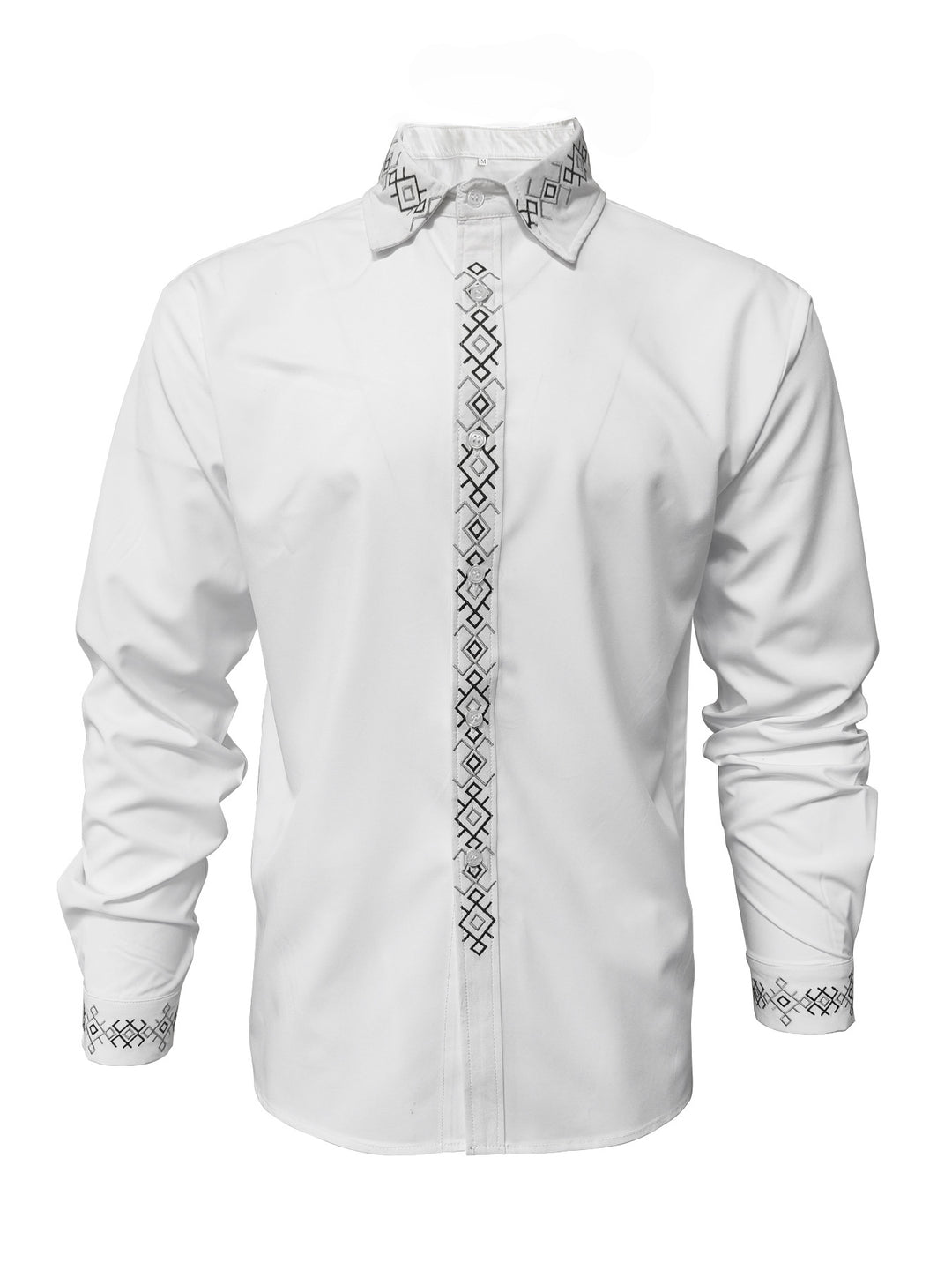 Herren Elegantes Langarmhemd mit exklusivem, besticktem Kragen Aliams