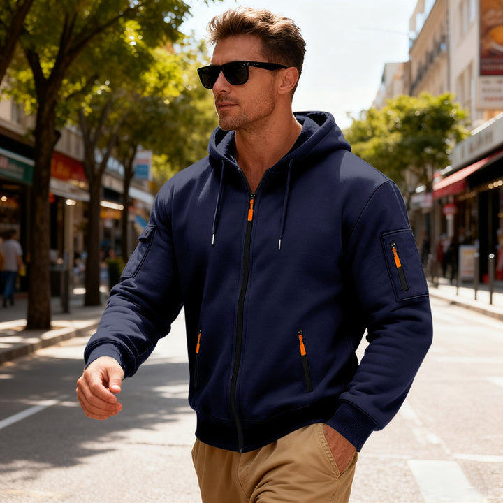 Herren funktionale Kapuzenjacke mit innovativem Reißverschluss Aliams