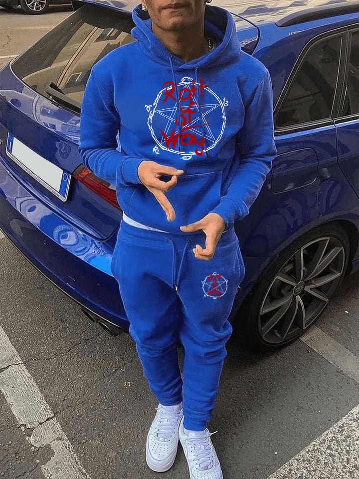 Herren Sportlicher Kapuzenpullover und Jogginghose Set mit einzigartigem Grafikdruck Aliams