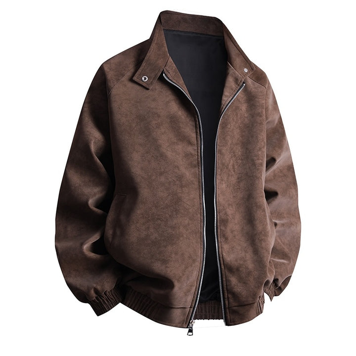 Herren stylische Kunstlederjacke im modernen Design und elastischen Bündchen Aliams