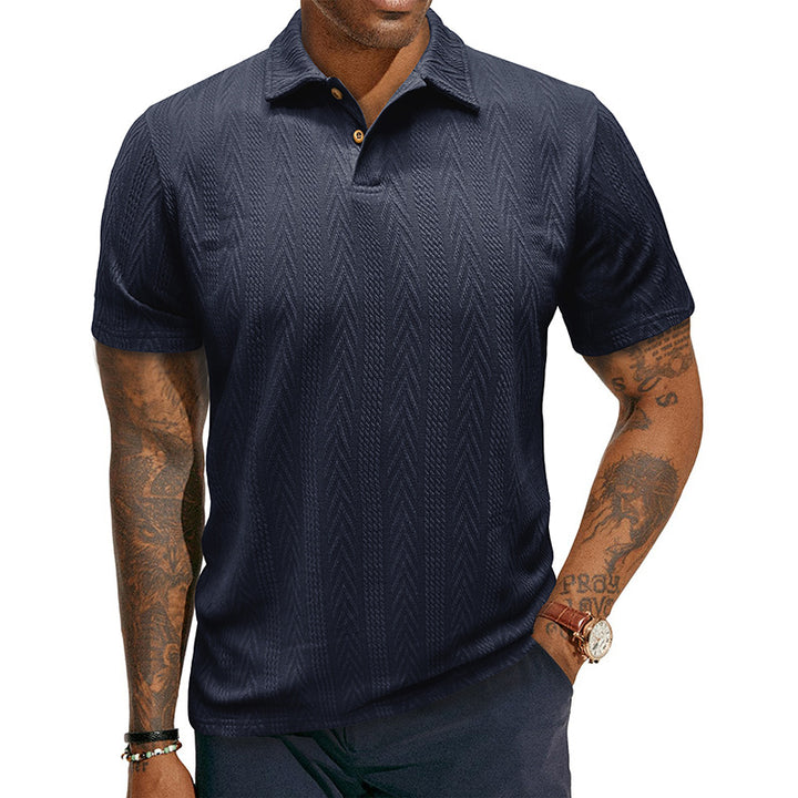 Herren Poloshirt mit strukturiertem Jacquard-Muster und modischem Kragen Aliams