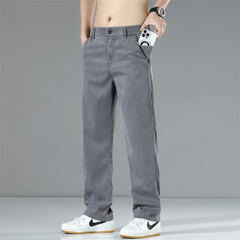 Herren Bequeme Chino-Hose mit elastischem Bund und praktischen Seitentaschen Aliams