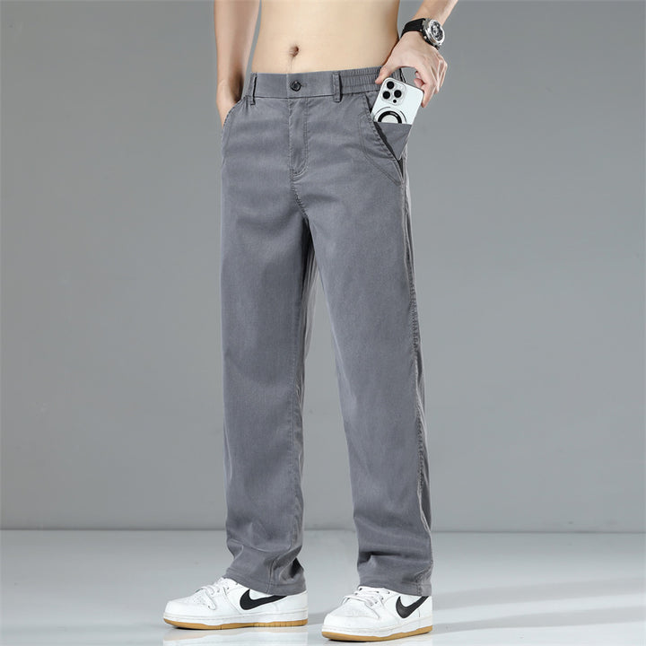 Herren Bequeme Chino-Hose mit elastischem Bund und praktischen Seitentaschen Aliams