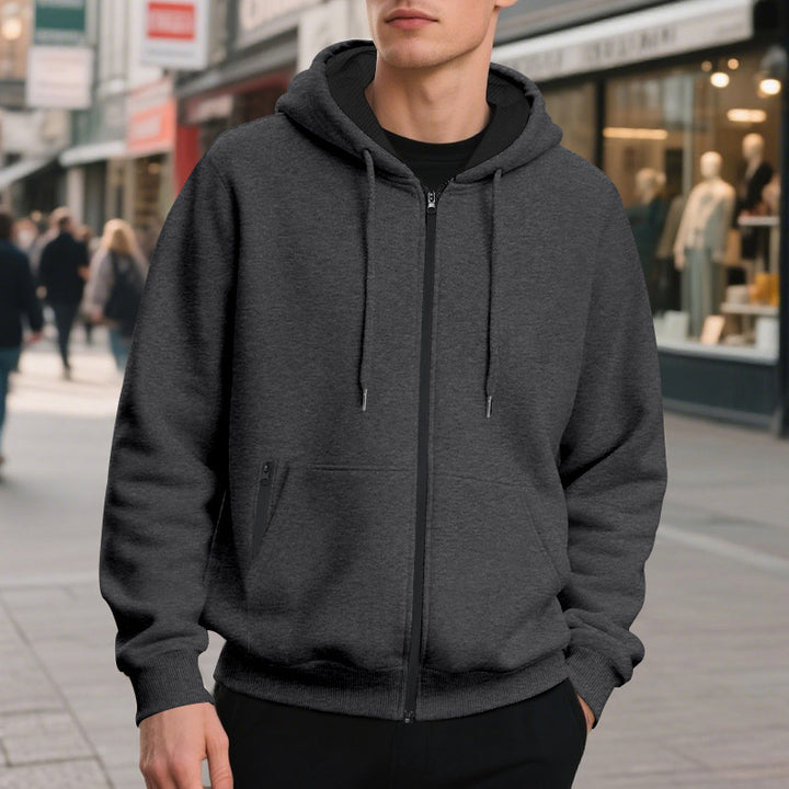 Herren Fleecejacke mit hohem Kragen und praktischen Taschen Aliams