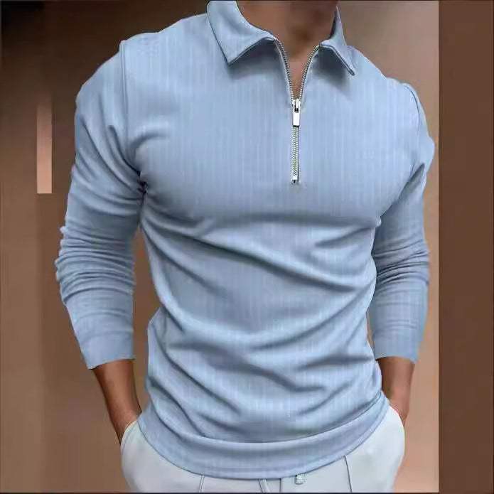 Herren sportliches Langarmshirt mit modernem Stehkragen Aliams