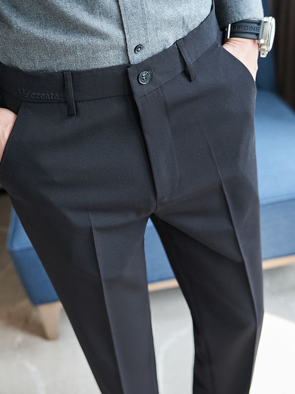 Herren elegante Anzughose mit schlanker Passform und feinem Streifenmuster Aliams