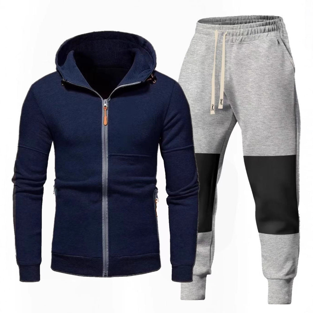 Herren Sportliches Hoodie- und Jogginghose-Set mit Funktionalen Reißverschlusstaschen Aliams