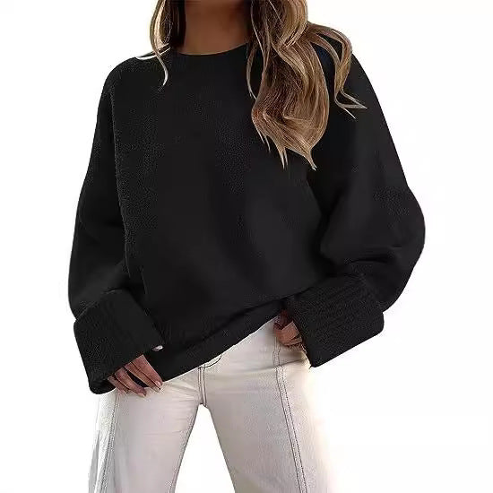 Damen gemütlicher Oversized Pullover mit strukturiertem Fleece Aliams