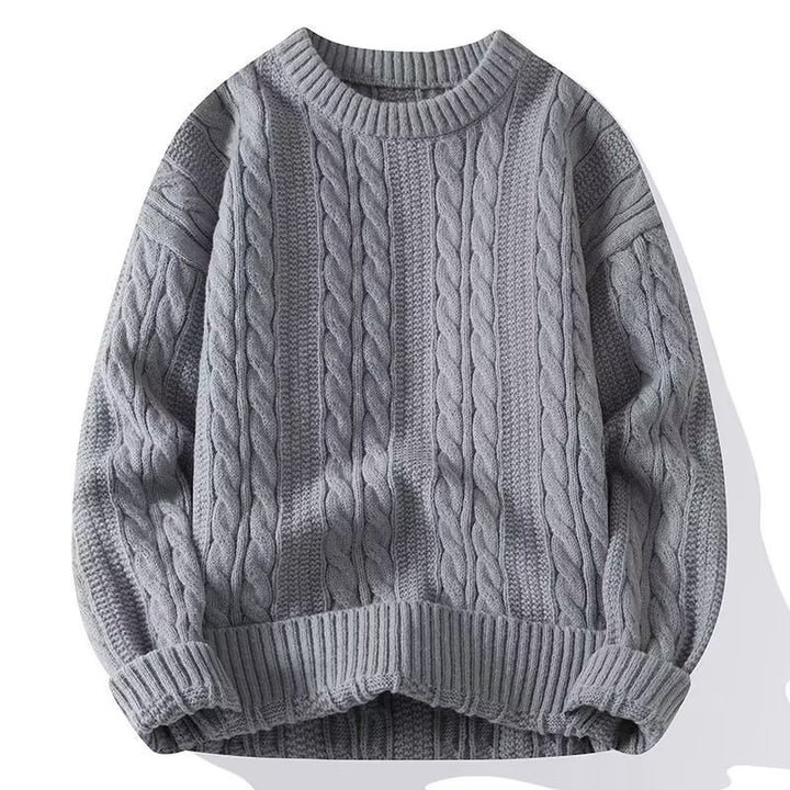 Herren Strickpullover mit strukturiertem Zopfmuster und rundem Halsausschnitt Aliams