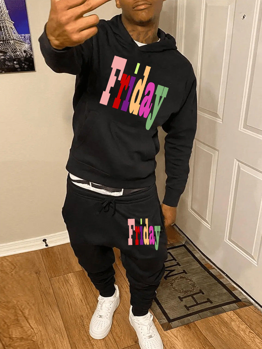 Herren Hoodie- und Jogginghose-Set mit kreativem Aufdruck Aliams