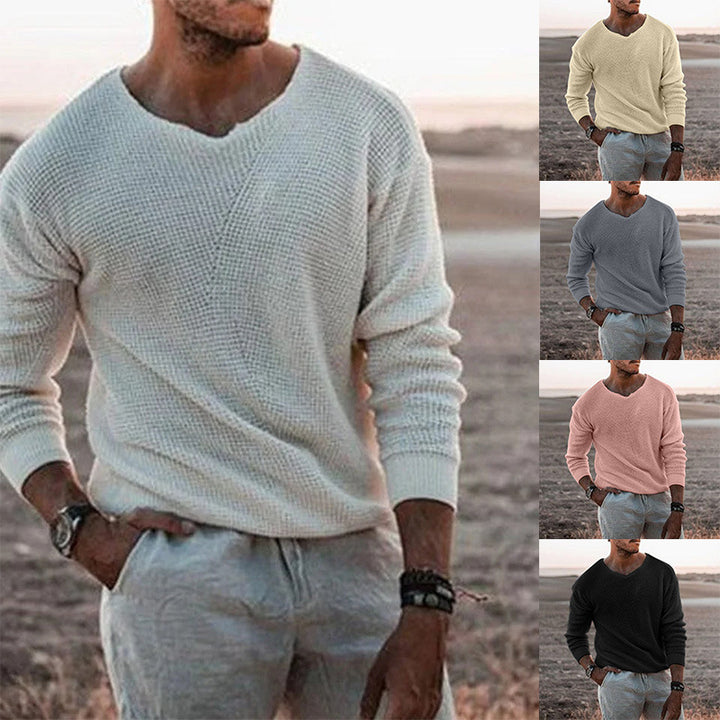 Herren Pullover mit V-Ausschnitt und strukturiertem Design Aliams