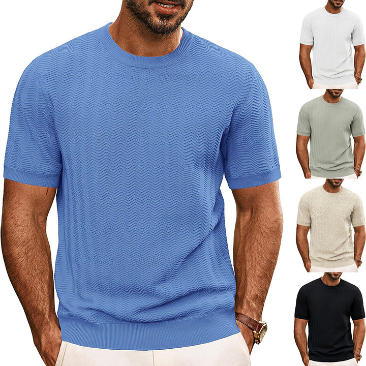 Herren strukturiertes Rundhals T-Shirt Aliams