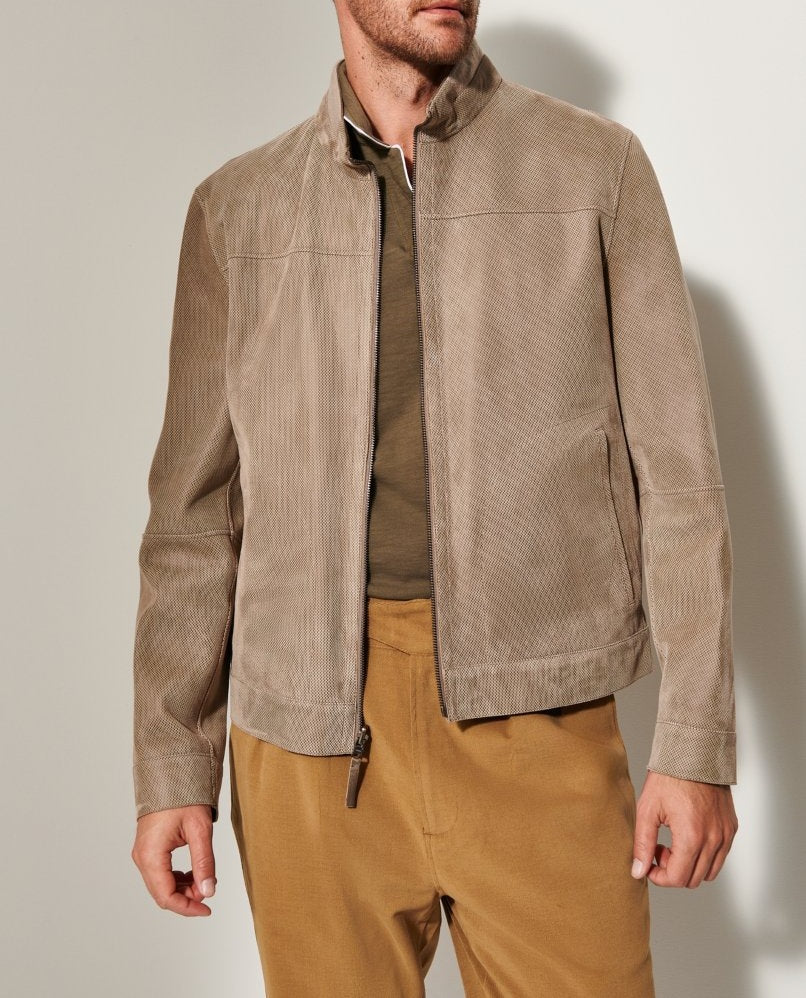 Herren Lederjacke im modernen Schnitt mit strukturiertem Obermaterial Aliams