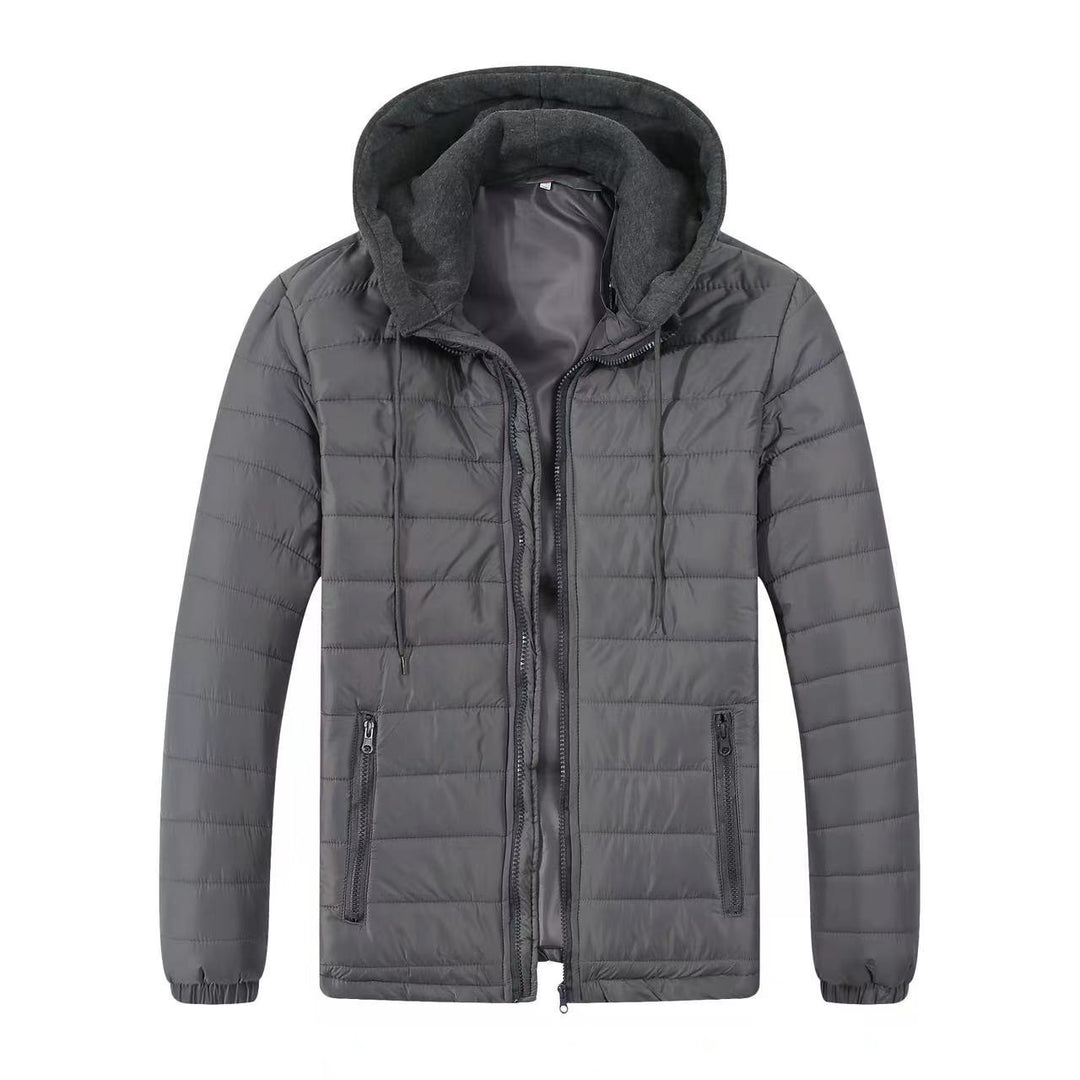 Herren gesteppte Übergangsjacke mit verstellbarem Kapuzenkragen und isolierender Füllung Aliams