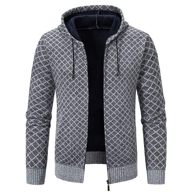 Herren stylische Jacke mit modernem Wabenmuster und Kapuze Aliams