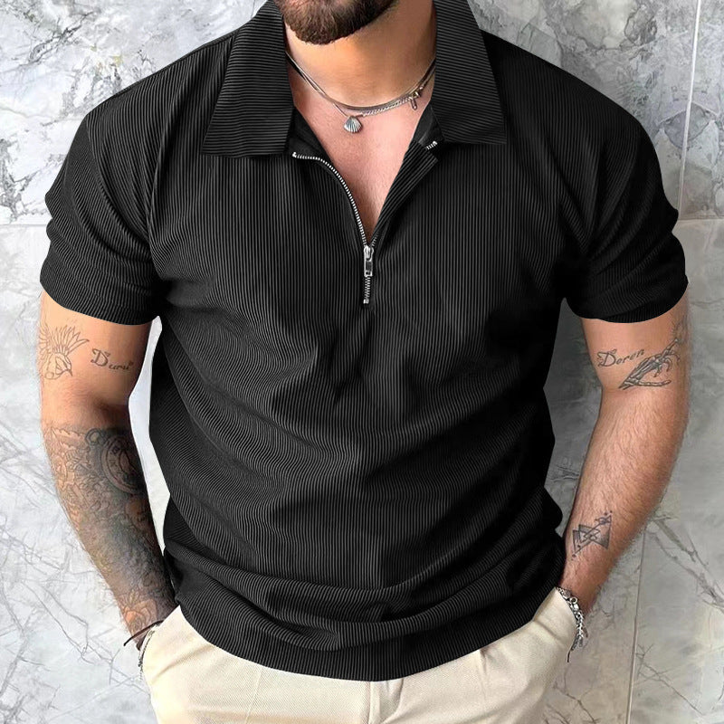 Herren Kurzarm Poloshirt mit Reißverschluss und strukturiertem Design Aliams