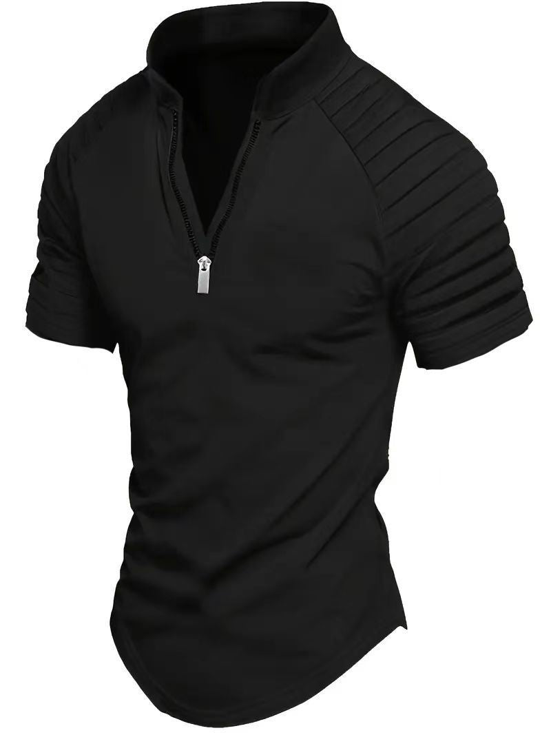 Herren Sportliches Kurzarm-Zip-Shirt Aliams
