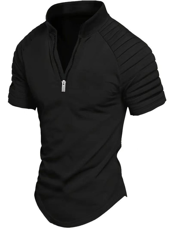 Herren Sportliches Kurzarm-Zip-Shirt Aliams