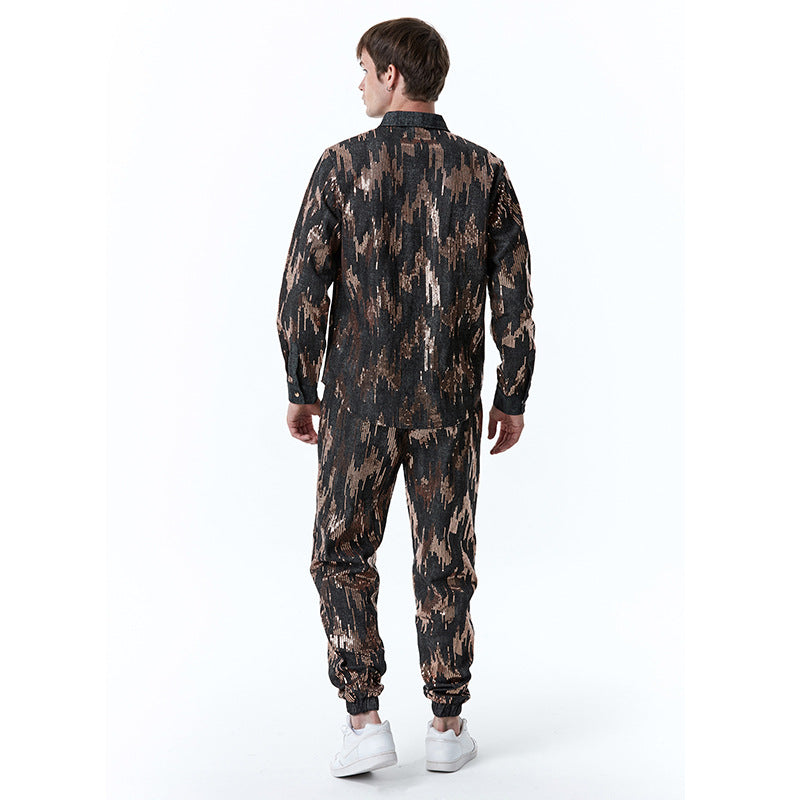 Herren Designer-Jogginganzug mit glitzerndem Muster Aliams