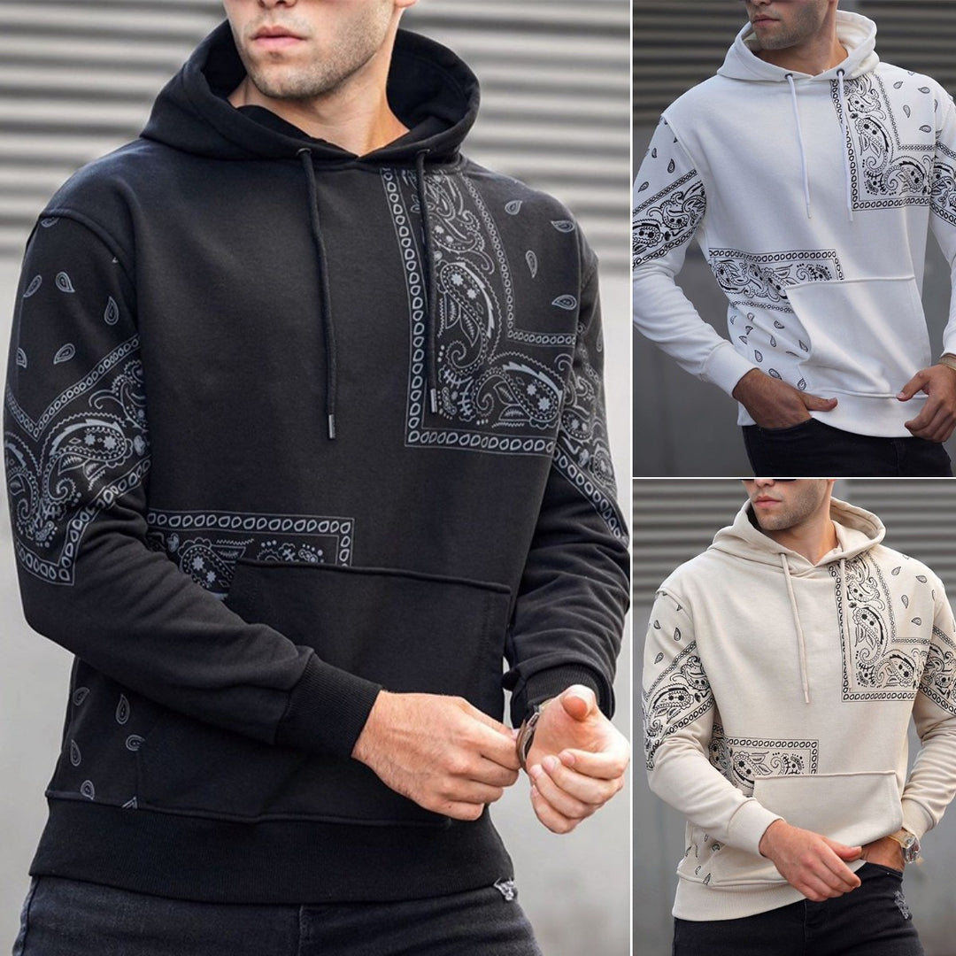 Herren sportlicher Hoodie mit asymmetrischem Bandana-Design Aliams