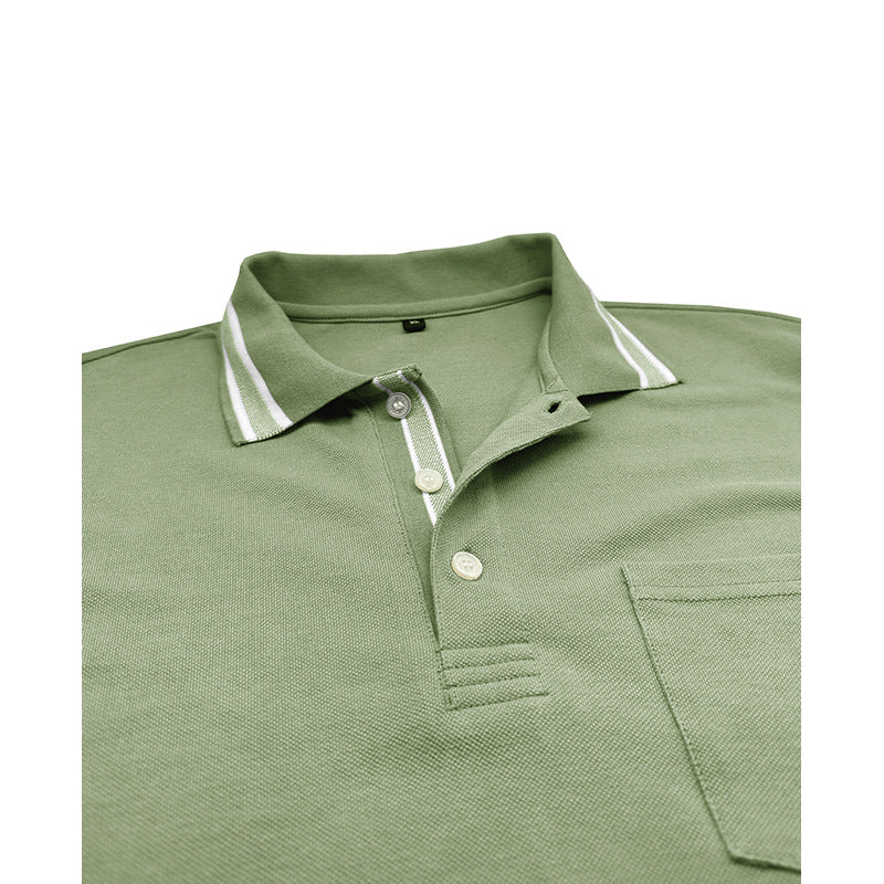 Herren elegantes Langarm Poloshirt mit modischen Details Aliams