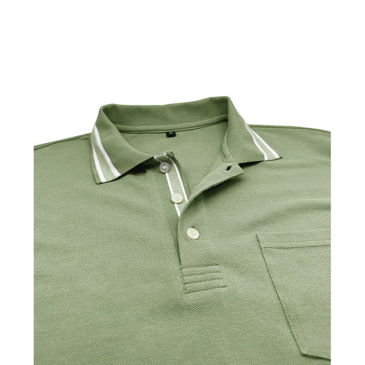 Herren elegantes Langarm Poloshirt mit modischen Details Aliams
