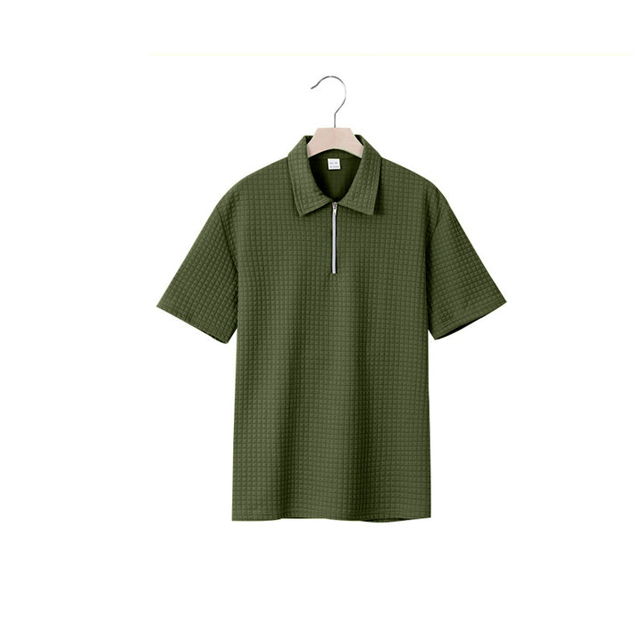 Herren Kurzarm Polo-Shirt mit strukturiertem Design und Reißverschluss Aliams