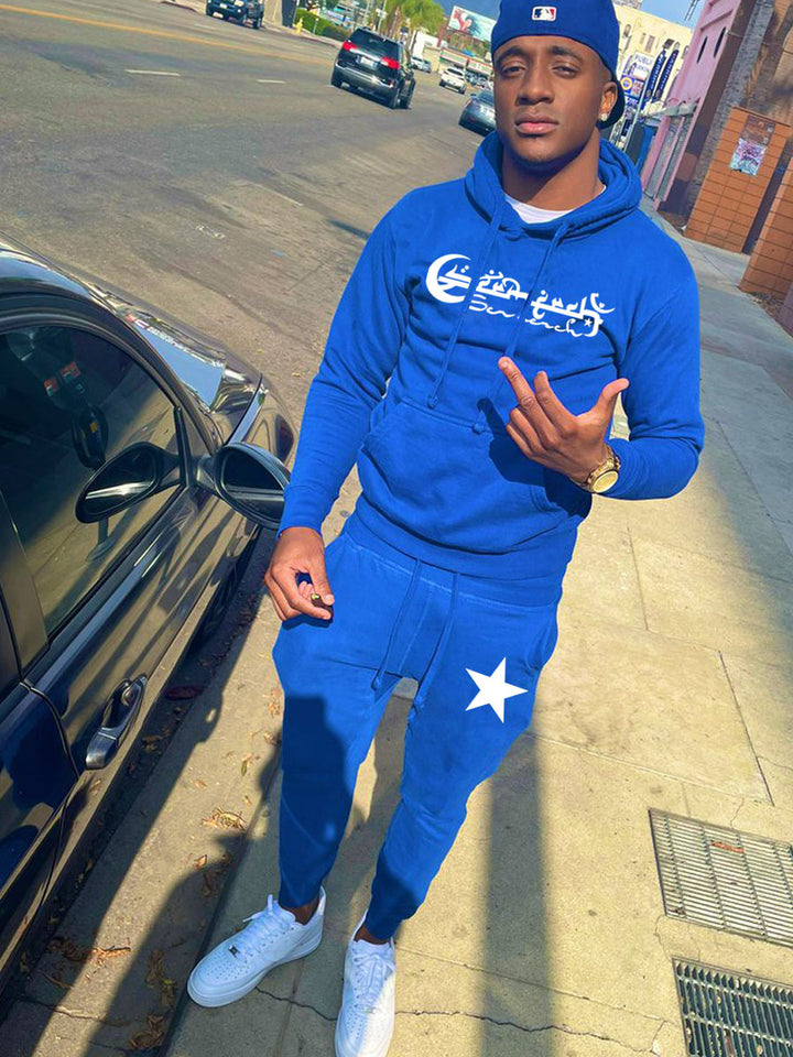 Herren Kapuzenpullover und Jogginghose Set mit stylischem Sternenmuster Aliams